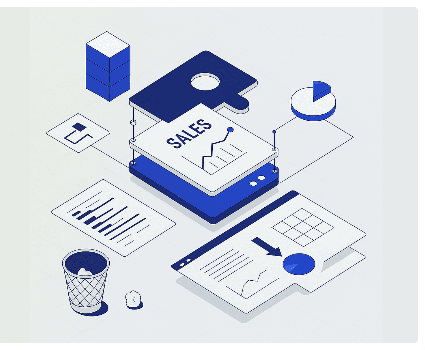Sales tracking dashboard with funnel and order timeline